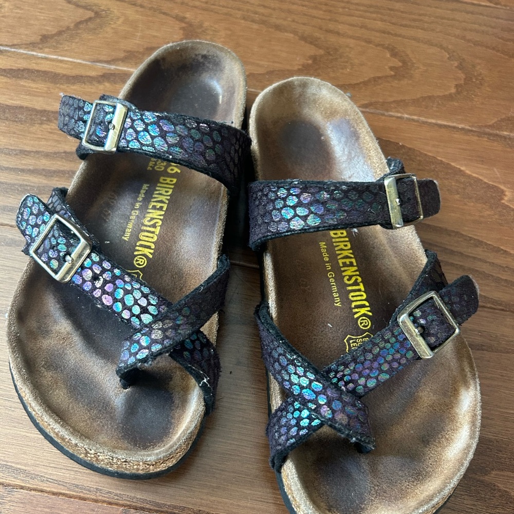 Birkenstock Sandals - Black with Iridescent Pattern size 36
